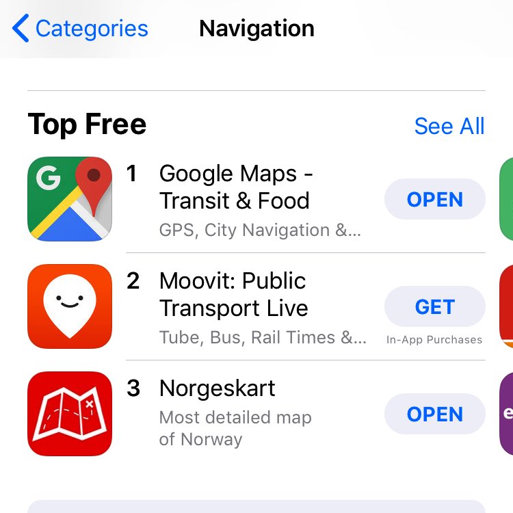norgeskart's tweet photo. Norgeskart er på tredje plass, ikke verst https://t.co/ITm6F7cAxq