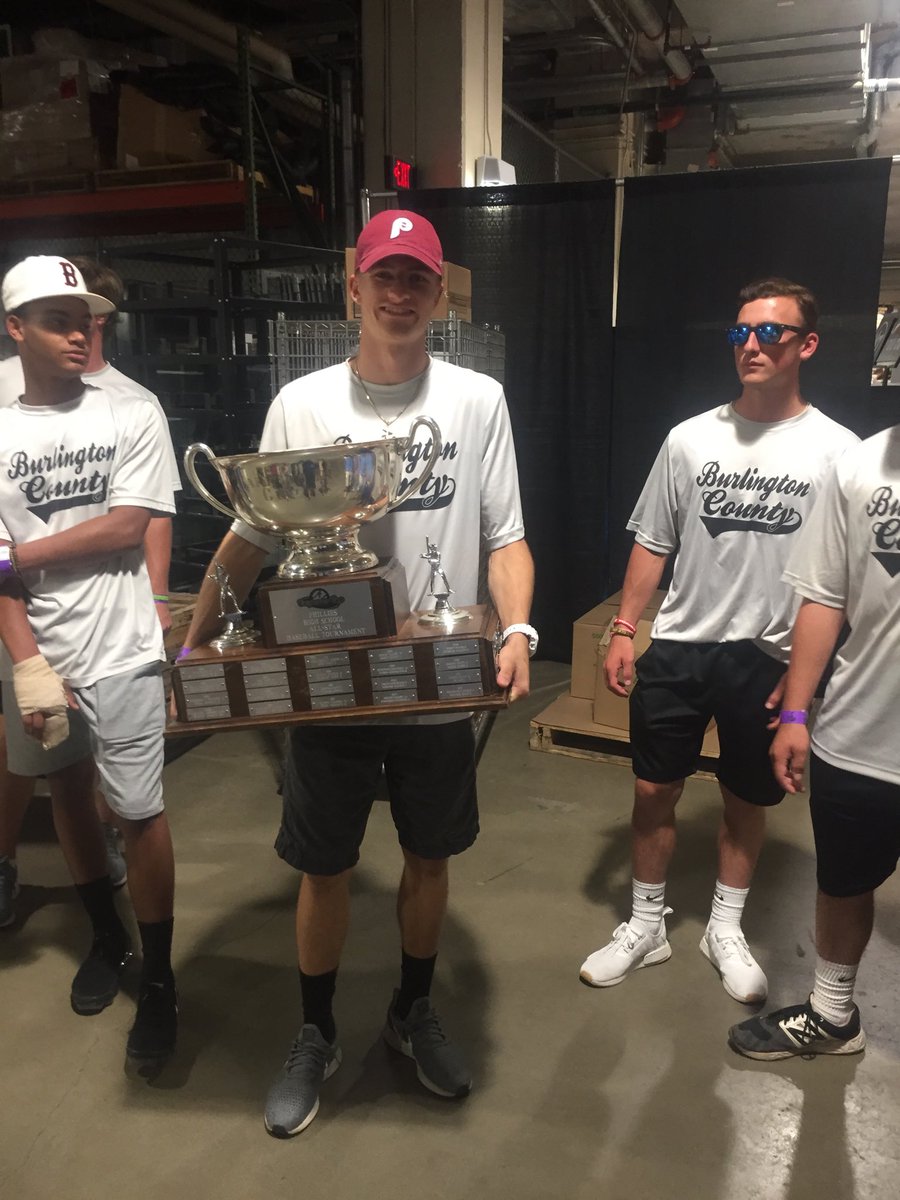 Congrats to Bryce Mangene the MVP of the Carpenter Cup Burlington Baseball Team. Championship. All players were honored on the field before tonight’s Phillies game