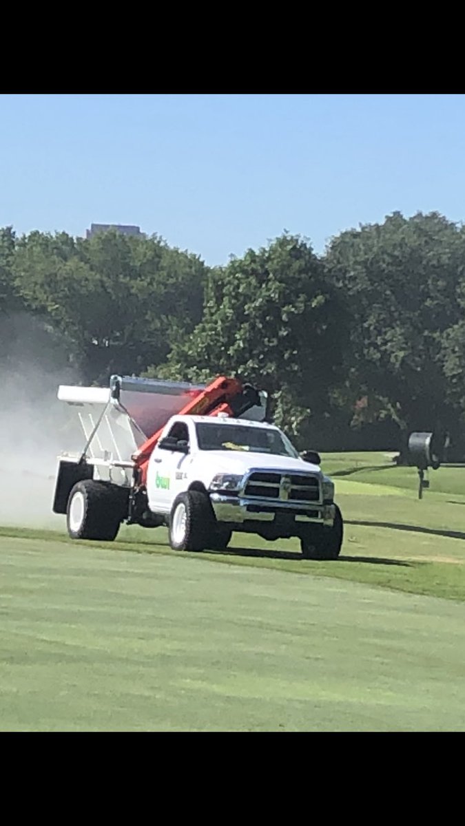 Pristine venue to christen the new <a href="/bwicompanies/">BWI Companies</a> spreader truck for DFW and surrounding areas . Thanks <a href="/KPhillipsGolf/">Kirt Phillips</a>! #bookyourdates