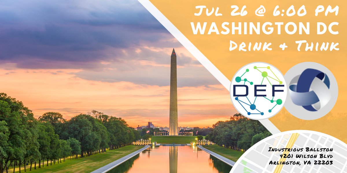 DEFCommunity's tweet photo. Get ready! The next #DEFWashingtonDC Drink & Think is coming up! It will be hosted at Industrious Ballston in Arlington and will feature a workshop about Innovation on the Cheap from the Cognitive Performance Group. Tickets are limited so grab yours now! https://t.co/jw9j43MOUn https://t.co/Mh60OC8ecL