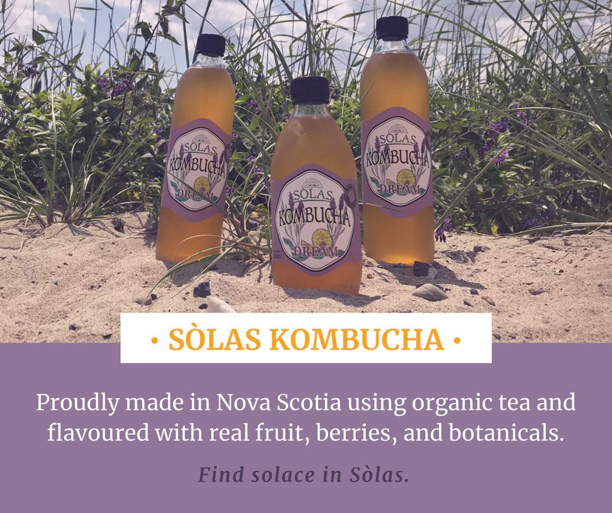 Did you know Sòlas Kombucha is always naturally flavoured using real ingredients, always local &amp; organic when possible? Valley strawberries &amp; peaches, Nova Scotia blueberries—all the flavour is from real fruit &amp; never from concentrate/flavourings. KombuCHEERS to that! 🥂 #NSLocal