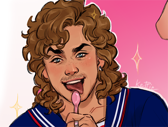 KelpieEarnest's tweet photo. I got an ask on tumblr about uniform reverse and... I just had to. Even if it feels a bit cursed 🤣 #Harringrove #billyhargrove #steveharrington #StrangerThings https://t.co/jUrsJu0N9V