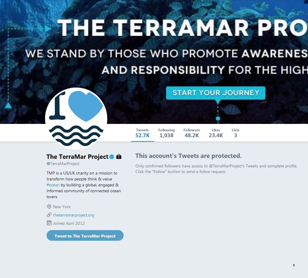 TerraMar Project twitter account in lockdown.Coincidence, I'm sure.