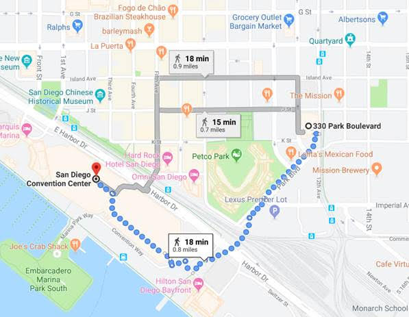 mattcohen2's tweet image. If you want to attend any of the Comic-Con panels happening at the San Diego Central Library, one of the librarians recommended the blue route over the pedestrian bridge. It&apos;s about a 15-20 minute walk and it takes you past some booths and events, too. #MYSDPL (1/5)