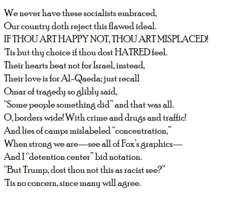 funkyiambs's tweet photo. YOU CAN LEAVE - A Sonnet
(Also includes his response to the question regarding the racism within yesterday's Tweet, which was "it doesn't concern me because many people will agree with me.")
#Donnets #TrumpIsARacist https://t.co/80q3g7Es1A