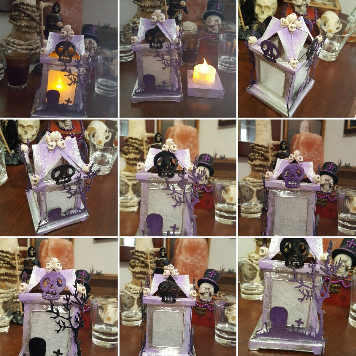 lilithtattoo's tweet photo. Altar lantern dedicated to Baron Samedi,to be use on all night after the rituals or when you wish to honor the Loa.I made it with cardboard covered with hard  aluminum foil. It is all resin-coated to make it shiny and protect it. In the base you can put a candle with batteries. https://t.co/d1kkz0ttgM
