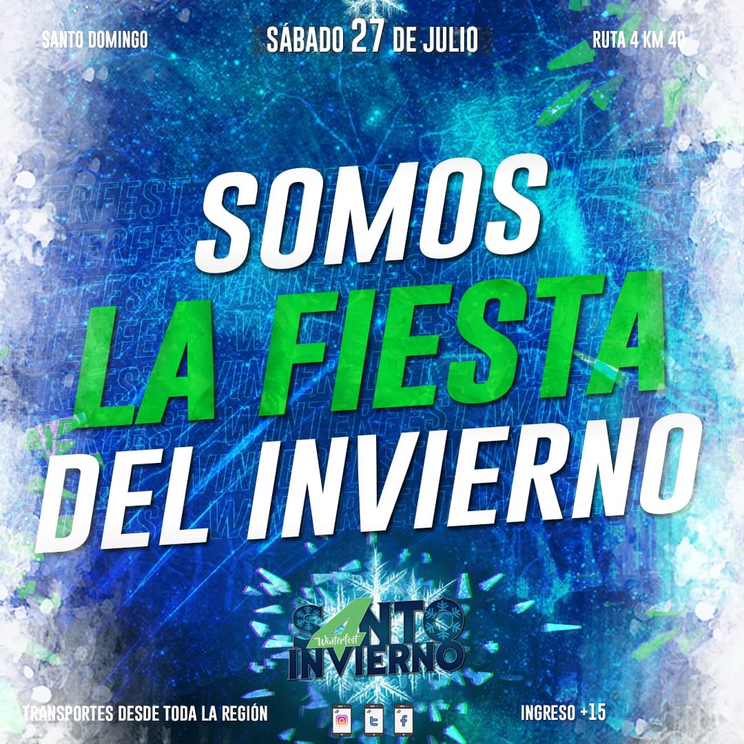 santo_invierno's tweet photo. SOMOS LA FIESTA DEL INVIERNO, #SomosSantoInvierno ❄️ no te quedes sin tu anticipada, corre a buscarla que se van volando, que no te la cuenten, VENI Y VIVILA VOS MISMO 
#SantoInvierno ❄️
#WinterFest
#SiempreSomosSanto
#SantoDomingo https://t.co/Pyb7AZKvNy