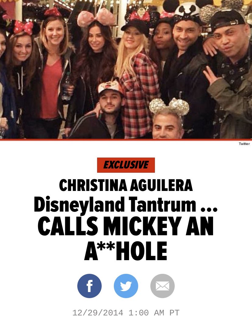 In 2014, Aguilera had a feud with...Mickey Mouse  This entitled woman was bothered she was not given special treatment so she insulted the poor guy