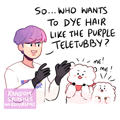 hair dye time with jin

#btsfanart #BTS #BT21 #JIN @BTS_twt 