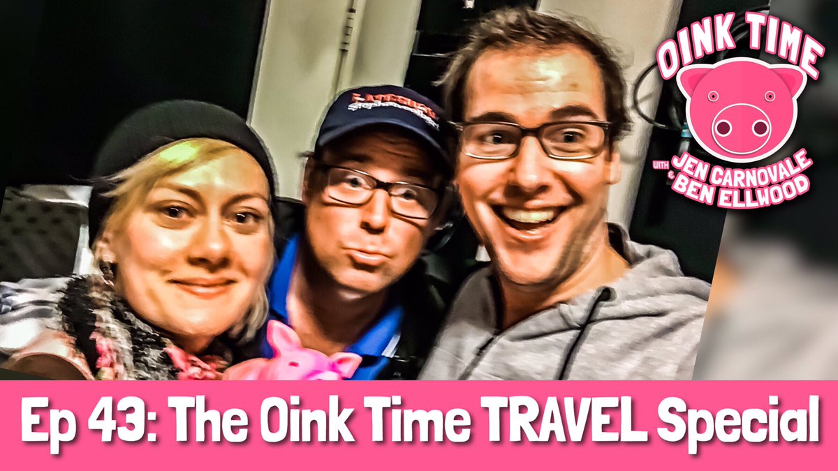 Oinktimepod's tweet photo. Ep 43 now available! @BenEllwood11 @Jen_Carnovale and producer Shaun @inbracketspod chat capitals of the world, awful travelling partners and public bowel incidents. Listen at https://t.co/6552xkd79o https://t.co/lqS5rUoa4Q