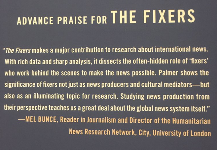 meljbunce's tweet photo. Great new book from @LindsayPalmerUW out now- "The Fixers: Local News Workers' Perspectives on International Reporting" I couldn't recommend it more highly (see blurb below!). Important data &amp; very well written #Commladiesknowstuff https://t.co/rWxEGI6rd2 https://t.co/MUrs7ouBIp