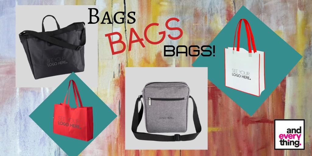 #Bags! #Bags! #Bags!
We all need bags, and bags are one of the best #promo items you can buy, as they get used again and again and your brand is seen multiple times, in multiple locations!
For all our bags, check out our bag page on andeverything.com!