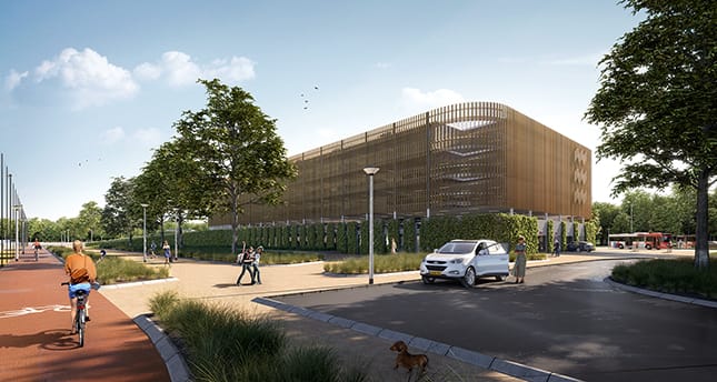 @BN_Parking heeft samen met <a href="/JHKarchitecten/">JHK Architecten</a> afgelopen maand de aanbesteding gewonnen voor het ontwerp en de realisatie van de nieuwe duurzaam ingepaste P+R in de Genneper Parken, Eindhoven. De P+R telt 640 parkeerplaatsen en een ambulancepost. 
bit.ly/2XIDHFL