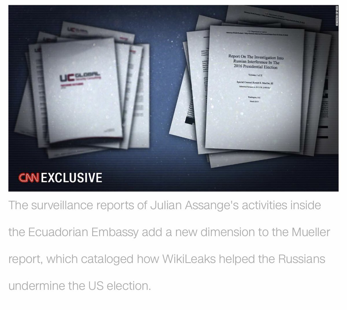 监控报告显示，在2016年美国大选期间，阿桑奇在厄瓜多尔驻伦敦大使馆频繁与俄国人、黑客见面，该大使馆成了俄国干预美国大选、扶持川普上台的指挥中心之一。