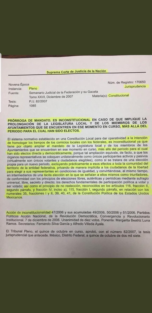 drjoseoscarv's tweet photo. Para el caso de Baja California Norte les comparto esta joya, es jurisprudencia por ello el amparo se ganara, prorroga de mandato es inconstitucional, fin de la discusión, bendiciones. https://t.co/qb7zV9CNhs