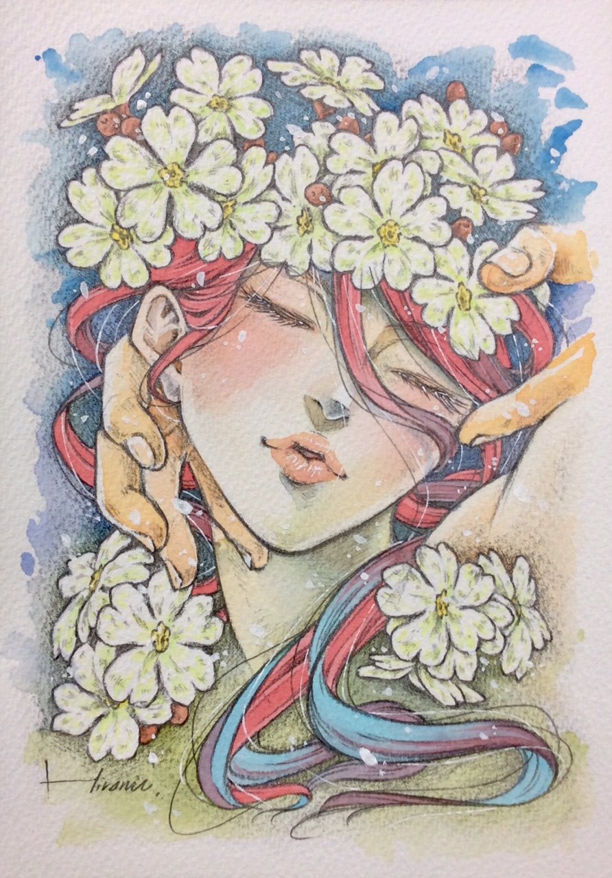 تويتر Hiro兄 على تويتر プリムラ シネンシス Chinese Primrose 永遠の愛情 オリジナルイラスト イラスト 絵 女性画 水彩画 透明水彩 花言葉 プリムラシネンシス プリムラ Drawing Illustration Watercolor Watercolorpainting