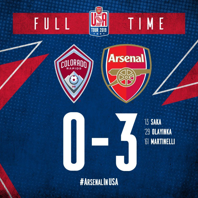 VipArsenal's tweet photo. FT: Colorado Rapids 0 - 3 Arsenal A good run with youngsters playing majority of the match. Some encouraging signs from the youngsters. Saka lit and debut goal by Martinelli. #afc #arsenal #coyg #colars https://t.co/2wt7pZQtQW