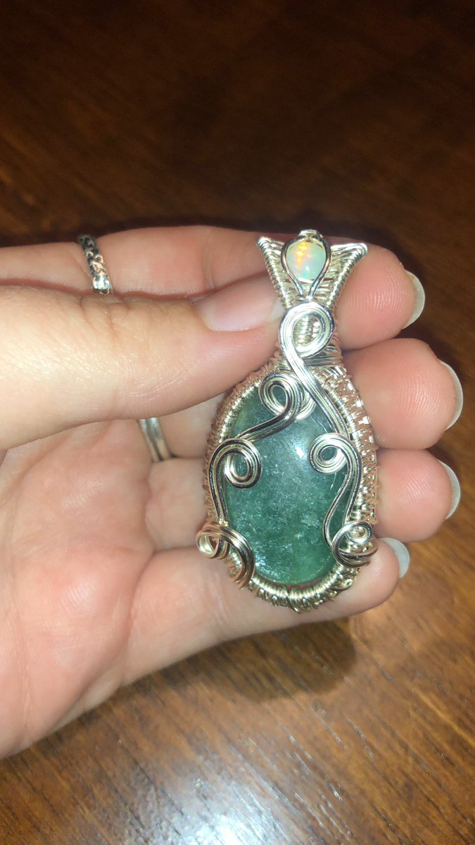 Jordann_21's tweet photo. How do y’all feel about this Ethiopian Opal and Amazonite Swirl Pendant!? 

$60.00 shipped! DM or comment to claim before it goes up on my shop tomorrow night! ✨💙 https://t.co/h2Iy4jDWz2