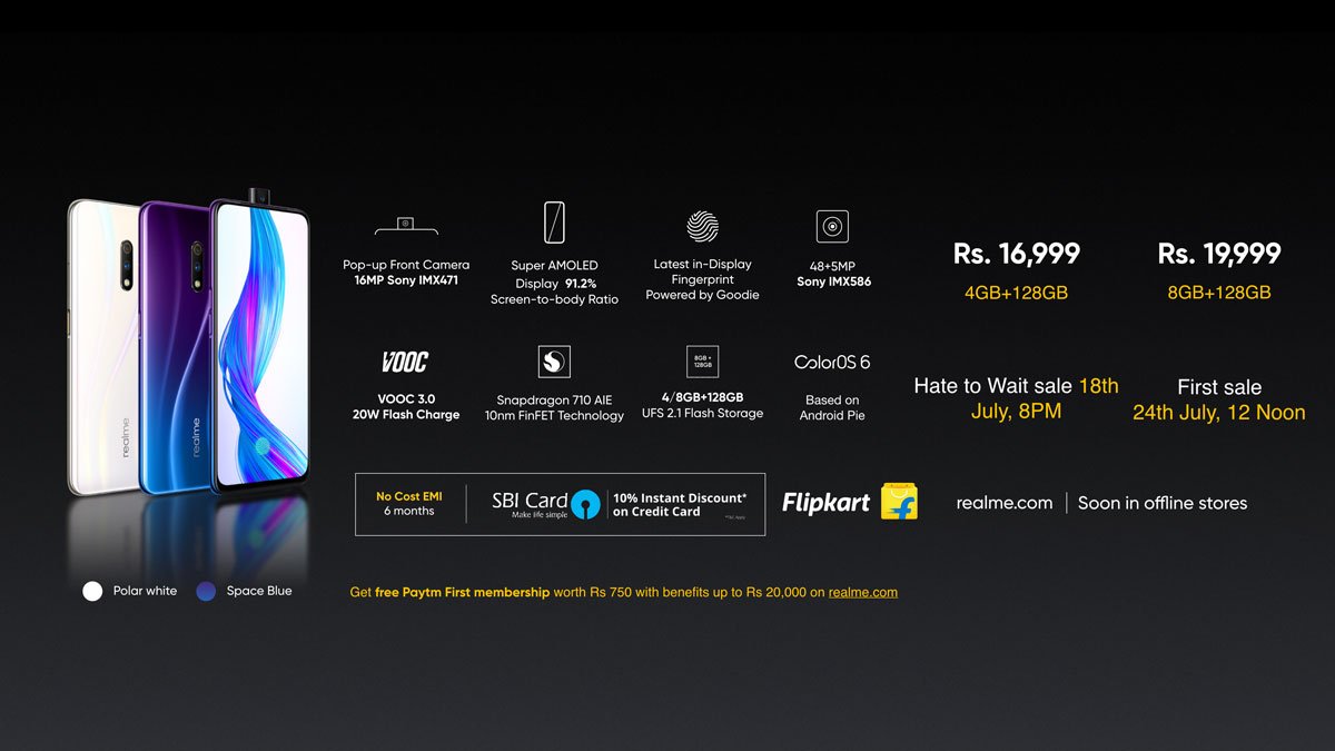 Harshini_Smart's tweet image. ⏺The #realmeX will be available in Polar White and Space Blue colour variants.
Available in
⏪4+128GB, ₹16,999
⏪8+128GB, ₹19,999
▶▶▶Special #HateToWait Sale at 8 PM, 18th July followed by next sale at 12 PM on 24th July on @Flipkart ◀◀◀