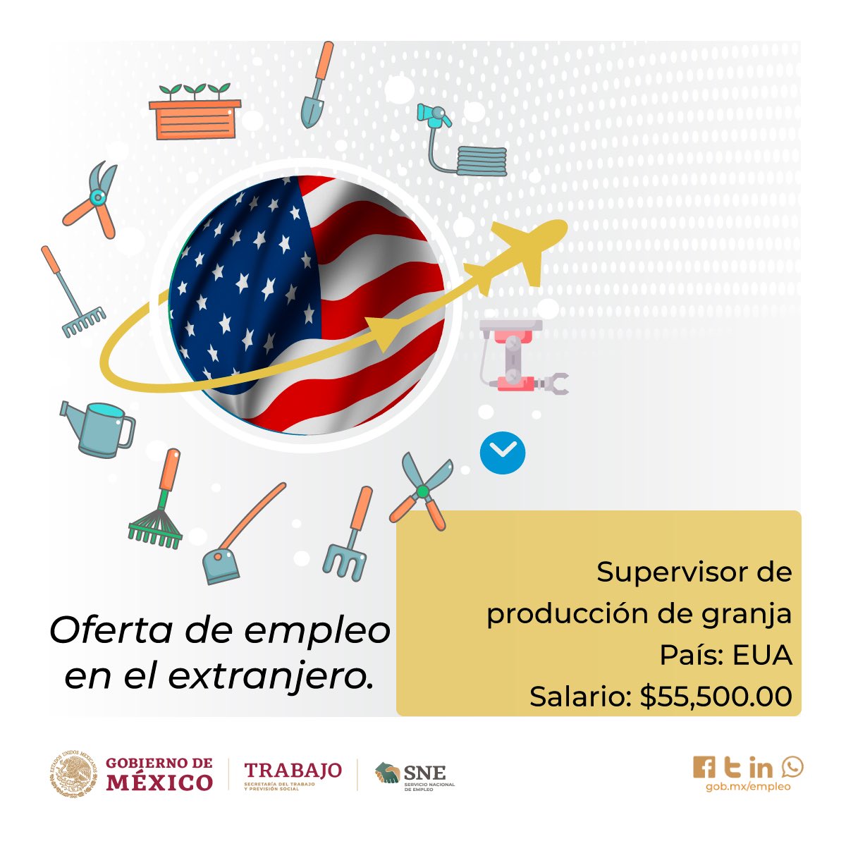 SNENayarit's tweet photo. #BolsaDeTrabajo Se solicita Supervisor de Producción de Granja 🇺🇸 $55,500.00 aprox. Para laborar en #EUA. Detalles de la #Vacante en: https://t.co/XcvpADoSY1. Postulación en Oficina del SNE: https://t.co/s2b0NGI0Ki #ViveViajaTrabaja 🇺🇸 https://t.co/aycwpD7imo
