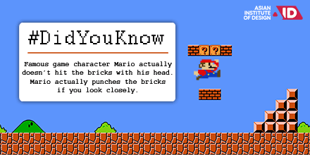 aid_bangalore's tweet photo. Did you know? Here's an interesting fact about the famous game character- Mario.
#didyouknow #mario #learngamedesign #gamedesign #designgame #gameart #gamedesignschools #gamedesigner #gaming #gameprogramming #gameprogram https://t.co/xXVWAGMbw0