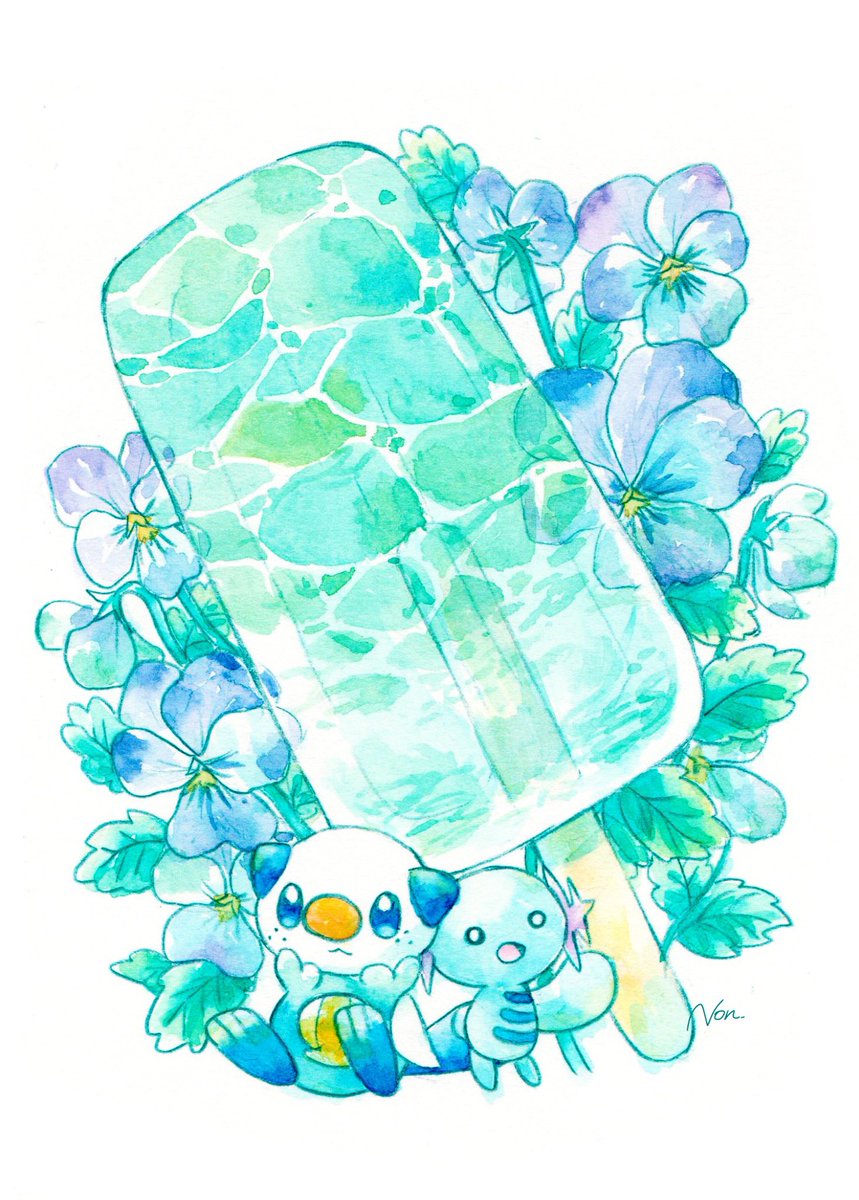 pokemon (creature) no humans popsicle flower food traditional media white background  illustration images