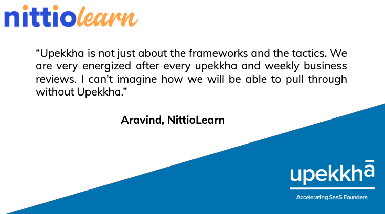 Upekkha is not just about the frameworks and the tactics. We are very energized after every upekkha and weekly business reviews. I can't imagine how we will be able to pull through without Upekkha.

#ValueSaaS #UpekkhaTribe Apply before 21st July 2019 at upekkha.io/apply