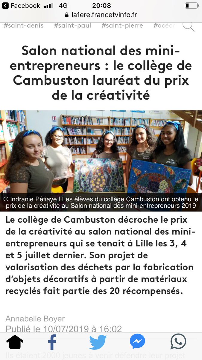 CDIcambuston's tweet photo. Prix de la créativité pour les Z’Eco Créatifs 👏👏@academiereunion @epafrance @MEDEFReunion @EDF_Reunion @CardieReunion https://t.co/7p1fzmVqmQ