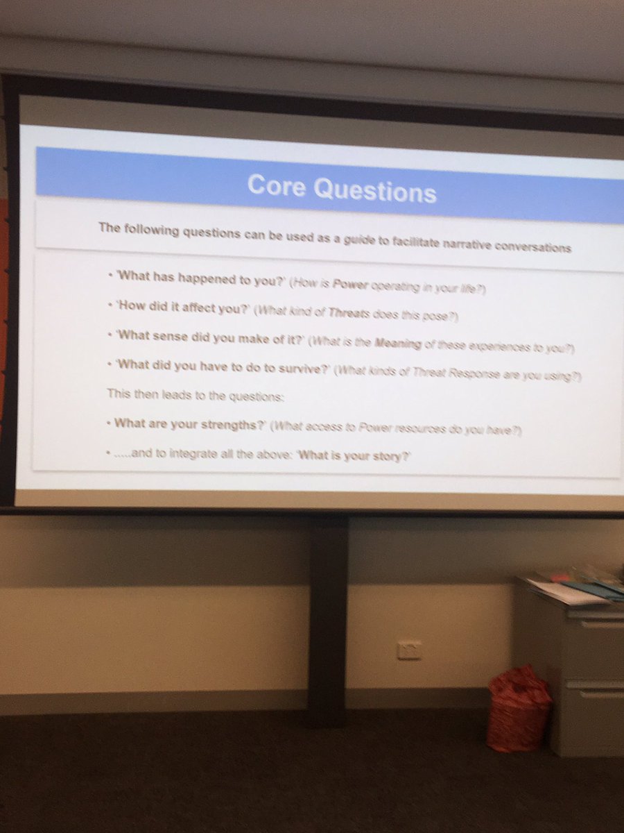 The following questions can be used as a guide to facilitate narrative conversations 
#PowerThreatMeaningFramework See the person, not the disorder