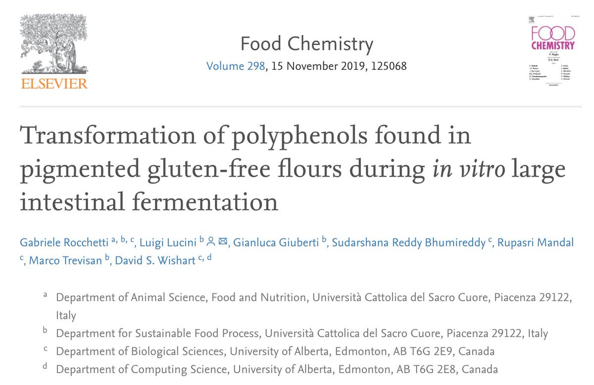 Our latest Manuscript on #FoodChemistry about polyphenols characterising pigmented #glutenfree flours during in vitro digestion and fermentation.   
Thanks to @TMIC_Canada for the great efforts and collaboration!