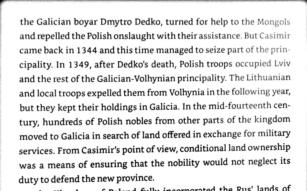 End of Galician independence due to dynasty extinction. Poland and Lithuania swooped in, dividing it in 2. Poles started settling Galicia in large numbers, starting a conflict that wouldn’t be resolved until 1943.