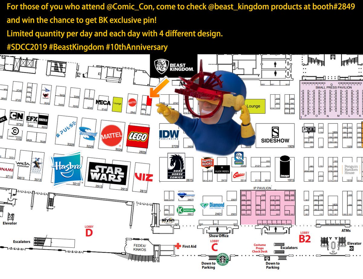 beast_kingdom's tweet photo. 🦁Don't get lost 
We have prepared a lot of great products and gift for all fans. Welcome to swing by our booth#2849 and win the chance to get gift.
#HappyBirthday #BeastKingdom #SDCC2019 #10thAnniversay https://t.co/lNPd9KqZL7