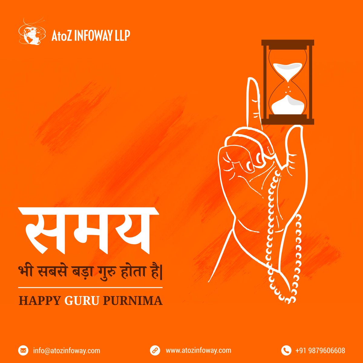 atozinfoway's tweet photo. समय भी सबसे बड़ा गुरु होता हे । #happygurupurnima #gurupurnima #atozinfowayllp #guru #time https://t.co/wWiRrNgcOp