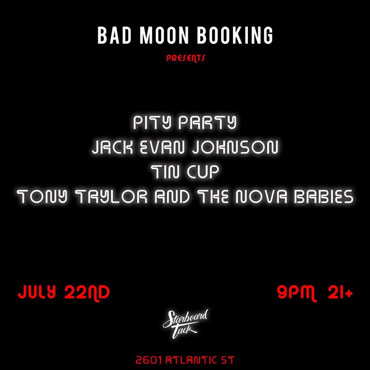 NeonReverb's tweet photo. Mon 7/22! #BadMoonBooking presents @PityPartyBand with @JackEvanJohnson, #TinCup, and @TTATNB at @StarboardTackLV! https://t.co/RGkfSFqYem https://t.co/TVv0B9DjWT