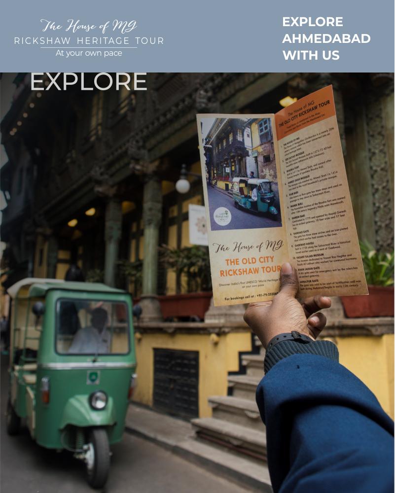 TheHouseofMG's tweet photo. Heritage on Wheels - The Old City Rickshaw Tour | Discover India's first UNESCO 'World Heritage City' at your own pace by The House of MG.

"Choose your route"
"Choose your time"

079 25506946
experiencehmg@gmail.com

*Advanced booking required
Tour offered between 7 AM to 7 PM https://t.co/XBZDgDH0MO