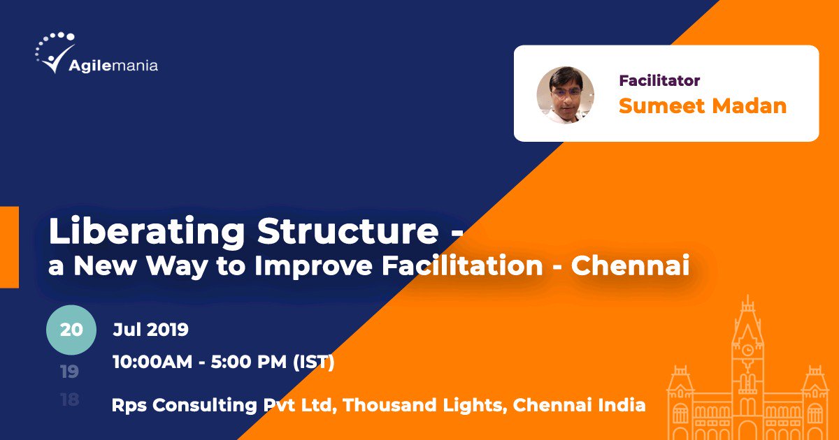 agilemania's tweet image. We are happy to announce #LiberatingStructure meetups in #Chennai where we will explore techniques that one can use to engage people in the team as well as a bigger crowd and use their collective wisdom to generate value for product and for an organization lnkd.in/fypEz8R
