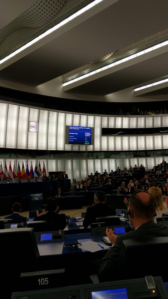 Ludek Niedermayer (@ludeknieen) on Twitter photo The candidate for the President of <a href="/EU_Commission/">European Commission</a>, Mrs. <a href="/vonderleyen/">Ursula von der Leyen</a>, spoke in French, English and German for 32 minutes and 59 seconds.
I think that her speech has increased her chances to become the first woman President of the European Commission. The candidate for the President of <a href="/EU_Commission/">European Commission</a>, Mrs. <a href="/vonderleyen/">Ursula von der Leyen</a>, spoke in French, English and German for 32 minutes and 59 seconds.
I think that her speech has increased her chances to become the first woman President of the European Commission.
