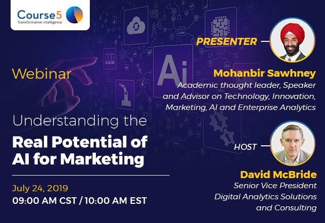 C5iai's tweet photo. How is #AI reshaping marketing?
Join our #webinar by @MohanSawhney in conversation with David McBride(@tranceglass) to learn how AI technologies can magnify gains of #analytics &amp; automation to drive better #innovation &amp; product investments. Sign up now @ https://t.co/WSKR4aJ3tg https://t.co/QOnctTnEz7