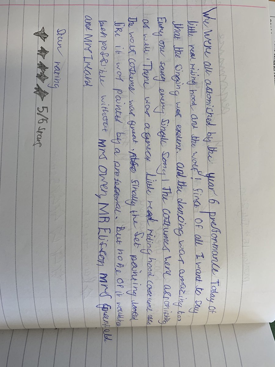 ButtonLane_'s tweet photo. #Class5CE thoroughly enjoyed the #Year6 play! Here are some of our reviews! #Class6SG #Class6EI https://t.co/FPBF0XjEvB