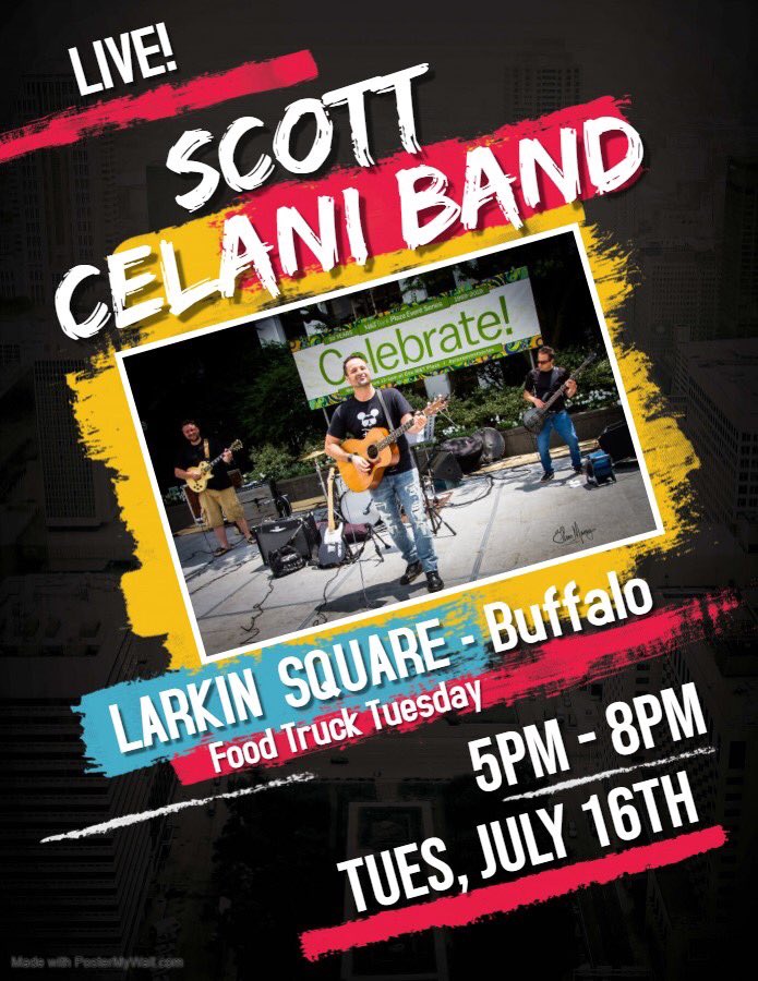 Tonight at <a href="/larkinsquare/">Larkin Square</a>, the <a href="/ScottCelani/">Scott Celani Music</a> Band at Food Truck Tuesday, 5-8.  What better way to celebrate #716Day!?!  But, as always, we recommend you #EatDessertFirst.  😉❤️

#BuffaLove