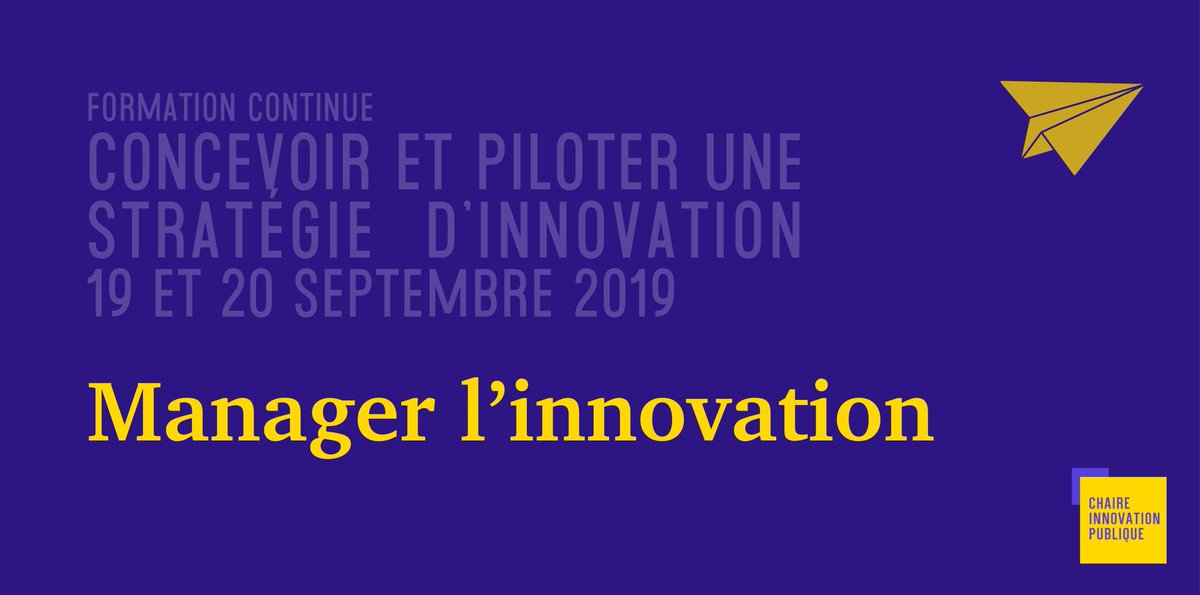 Chaire innovation publique (@chaireip) on Twitter photo đź“… RDV le 19 et 20 septembre 2019
Accompagner le changement ne suffit plus, ces 2 jours de formation vont vous apprendre à construire et piloter une stratégie d'innovation et à faire le tri entre les différentes démarches innovantes 💪 Inscrivez-vous : candidature-formation.ena.fr/registration/a… 📅 RDV le 19 et 20 septembre 2019
Accompagner le changement ne suffit plus, ces 2 jours de formation vont vous apprendre à construire et piloter une stratégie d'innovation et à faire le tri entre les différentes démarches innovantes 💪 Inscrivez-vous : candidature-formation.ena.fr/registration/a…