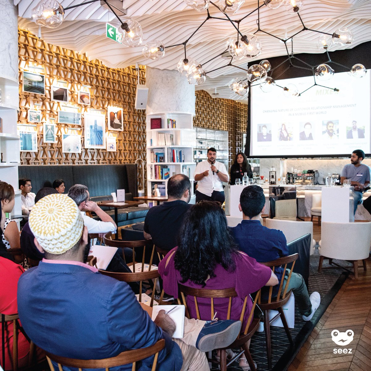 Seez_App's tweet photo. Our #COO, Andrew Kabrit shares his #growth #hacking expertise at @moengage with Manohar Nandigam, Arnab Goswami, Namrata Balwani. #Seez #seezapp #dubaievent #growthmixer https://t.co/oeY7bTWtsJ