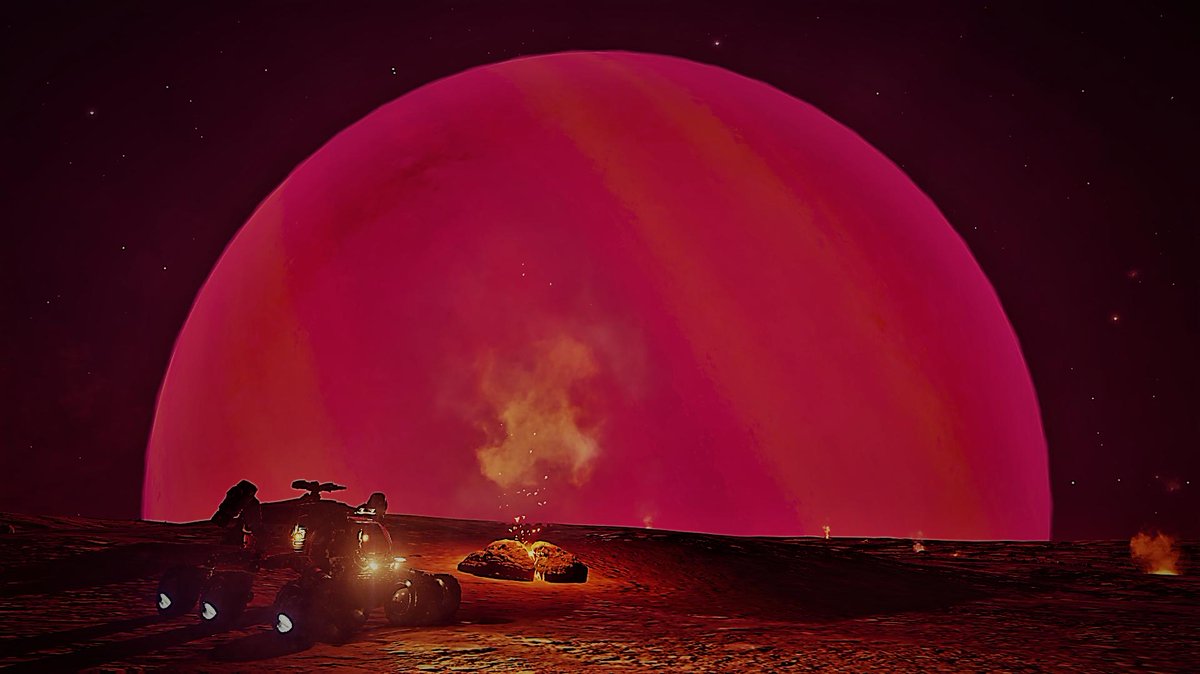 CmdrGregor's tweet photo. Having spent one week by the campfires at the closest planet to this magnificent carbon star (WP6), I am now completely rested, re-energized and ready for more impressive vistas. I will takeoff tonight - see you in the black!
#A11E #Apollo11AnniversaryExpedition #EliteDangerous https://t.co/mJIKuokYG0