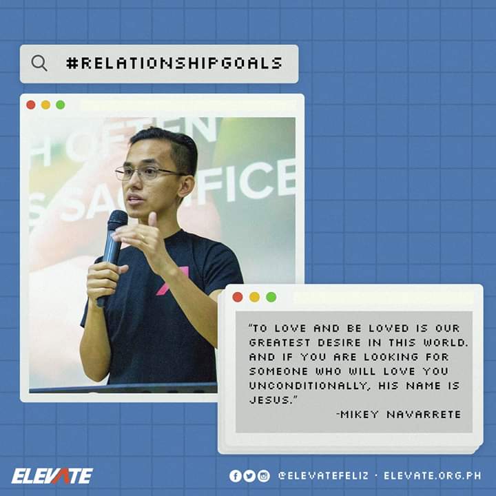 ElevateFeliz's tweet photo. “To love and be loved is our greatest desire in this world. And if you are looking for Someone who will love you unconditionally, His name is Jesus.”
-Mikey Navarrete
#SaturdayLiveRecap
#ElevateNOTALONE
#ElevateFeliz https://t.co/y2yg45PlEa