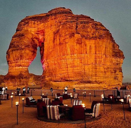 FoursquareKSA's tweet photo. At the North of #AlUla at a distance of 11km lies the Elephant Rock. It is a monolith rock made of soft and red sandstones.The rock also is known as the Jabal Al Feel in one of the sites that can truly amaze its viewers. The rock is located near the Madain Saleh, Al Ula. https://t.co/08yz621GpC