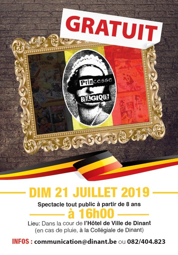 "Princesse Belgique", le 21/07 à 16h dans la cour de l'Hôtel de Ville de #Dinant pour la Fête nationale. Un spectacle qui amène à réfléchir sur l'Histoire de la Belgique, ainsi que son futur. Venez réfléchir (un peu) et vous amuser (beaucoup!) avec nous 😉
facebook.com/VilleDinant/po…