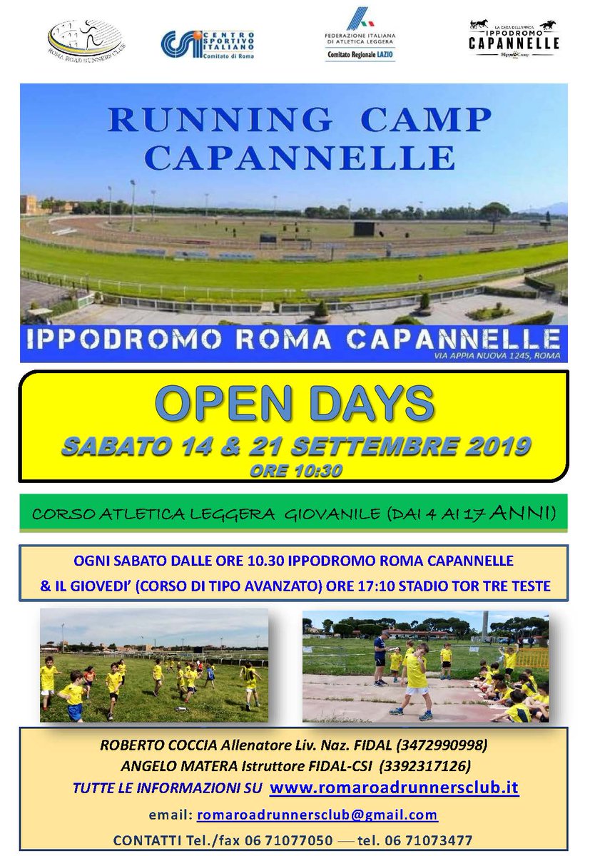 A settembre torna il RUNNING CAMP CAPANNELLE!  #SaveTheDate   info romaroadrunnersclub.it