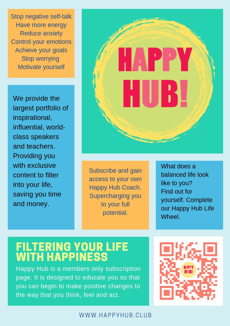 Launch alert!! I have been working with my Happy Days Team and we have created an on-line subscription page for all things self-care. Join us for FREE 7 day access to month 1 content, a FREE assessment tool and meet out huge array of experts. happyhub.club #Education