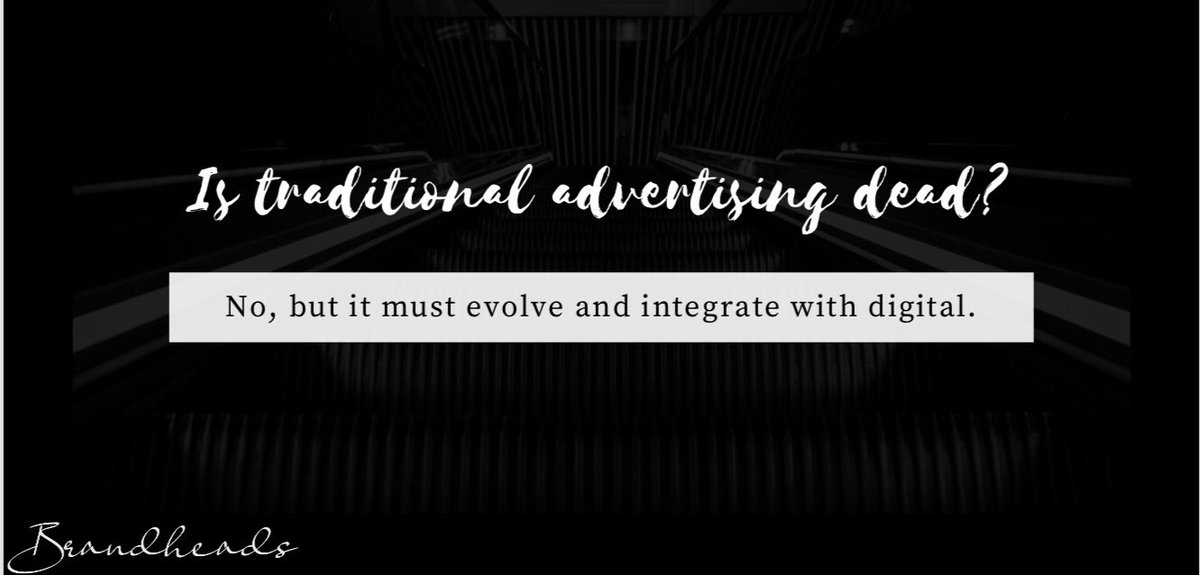 showheads's tweet photo. Is traditional #advertising dead ? 
No, but it must evolve and integrate with #digital https://t.co/dFDoeZHfLd
#advertising #DigitalMarketing #socialmediamarketing https://t.co/f96OecrnBi