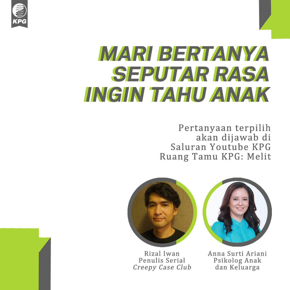 Anak2 biasanya memiliki rasa ingin tahu berlebih. Menjawab/ memenuhi kemelitan anak tak mudah. Kadang, pertanyaan anak justru dianggap menganggu. Lalu bagaimana cara efektif menanggulangi kuriositas anak? Yuk, coba diskusikan bersama <a href="/rizaliwan/">#CreepyCaseClub 6 is out!</a> &amp; <a href="/AnnaSurtiNina/">Anna Surti Ariani</a> di #RuangTamuKPG.